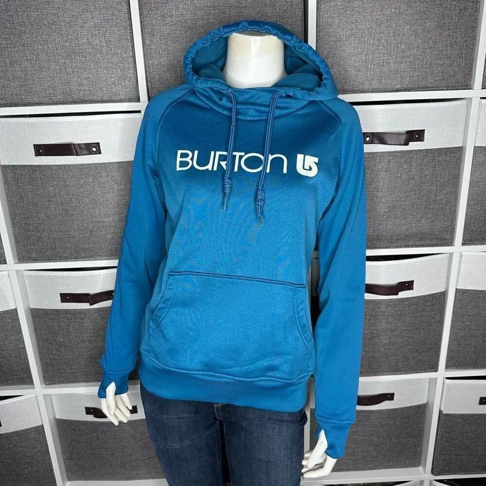 Burton Hooded Sweatshirt Hoodie Pullover Jumper Blue Women's Cozy Fleece Size Sm